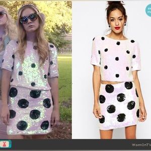 ASOS holo sequin polka dot mini skirt As seen on Scream Queens NWT